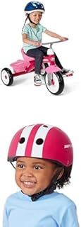 Bundle of Radio Flyer Red Rider Trike for Ages 2.5–5, Three Wheel Toddler Bike, Kids Tricycle, Outdoor Riding Toy, Durable Steel Frame, Adjustable Seat, Amazon Exclusive + Toddler Bike Helmet, Pink