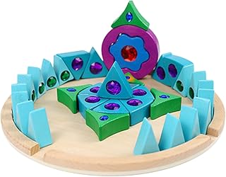 Gem Cubes Blocks – Wood 29x29x2.8cm | Wooden Gemstone Blocks Puzzle | Sparkling Gemstone Blockxs for Kids Learning Play, Creative Building and Fun Activities