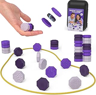 Magnetic Chess Game with String & Sensory Stones Toys, Portable Multiplayer Magnet Board Game, Fun Strategy Puzzle for Kids & Adults, Family Party Travel Cluster Game, Ideal Gift for Teens (Purple)
