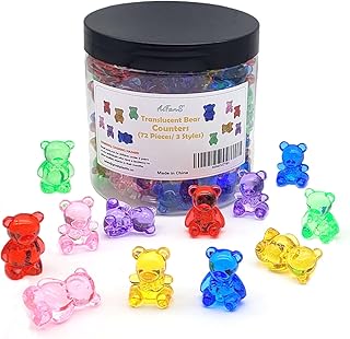 Counting Bears,72 Pieces Counter Toys for Kids - Fun Educational Math Manipulatives with Storage Box for Counting & Learning(3 Styles)