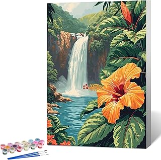 Fountor Framed Paint by Numbers Kit for Adults Beginner & Kids Ages 8-12, Landscape Paint by Number with Frame, Acrylic Flower Painting by Numbers Kit on Canvas 8x12 inch