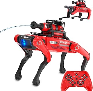 Fireman Robot Dog - Interactive STEM Pet with Voice Control, 30+ Actions & Remot contol, Durable Design for Kids Age 6+（Red）