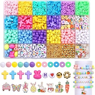 UPINS Easter Bracelets Kit, 2100+ Easter Spring Beads for DIY Bracelet Making Jewelry Crafts Friendship Bracelets, Keychains Gifts