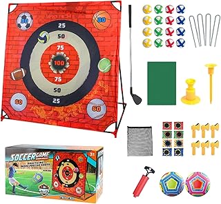 Golf Chip Game - Golf Yard Game Chipping Mat 4 In 1, Sports Trainer Golfing Equipment Aid, Interactive Educational Entertainment Design, Practice Indoor Outdoor Gathering Party | for Kids Teens Childr