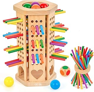 Montessori Wooden Board Game, 42-Stick Dice Game, Math Puzzle Toy for Kids 3 4 5 6 Years Old, Develops Fine Motor Skills and Counting, Perfect for Family Nights, Gift for Boys and Girls