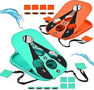 ropoda Pool Cornhole Board Set, 3ft x 2ft Corn Hole Games for Adults, Cornhole Set Floating, Pool Games for Adults, Water and Land Dual-Purpose, Easy Setup, Beach Toys for Family, Beach/Lawn Toys