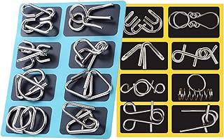 Genérico Metal Wire Puzzle Set - Durable Educational Toys Mind Test, Game 16 Pieces Intelligence, Brain Teaser Puzzles Home Office | Home Office School Travel Kids Teens Adults Party Favors