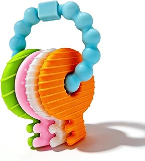 YAPROMO Baby Silicone Teething Keys Toy, Cute Key Ring Shape Chew Toy, Perfect First Easter Basket Stuffers for Babies 3-18 Months