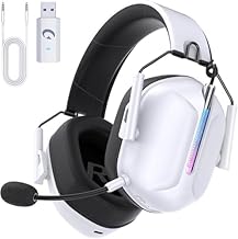 Wireless Gaming Headset for PS5, 2.4GHz Gaming Headset with Mic for PS4/Nintendo Switch, ONLY 3.5MM Wired for Xbox Series, 40H Battery (White)