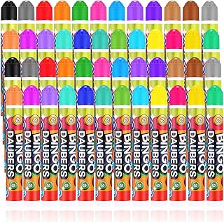 Crtiin 48 Pack Assorted Colors Set of Bingo Daubers 0.4oz Dot Markers Bulk Bingo Supplies in 24 Colors Dot Markers Paint Craft Ideal for Art and Crafts Painting Supplies Drawing Coloring