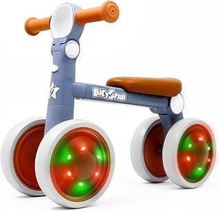 Baby Balance Bike with Adjustable Handlebars, Rear Wheel, Colorful Lighting, Best Gift for 12-36 Months