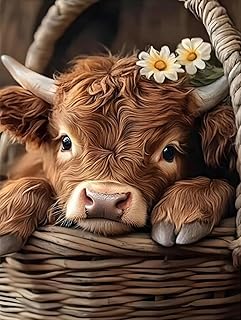 Highland Cow Paint by Numbers for Adults and Kids, Cow Painting by Number Kits On Canvas, Number Artist Paint by Number Kit Without Frame DIY Oil Painting Acrylic Paints, Home Wall Decor, 12x16in