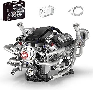 Mini V8 Engine Model Kit That Runs, 770PCS Motorized Building Set for Adults with Lights, STEM Construction Engineering Toy, DIY Project Gift for Men and Teens