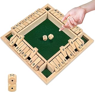 Shut The Box Game 2-4 Players Classic Dice Board Game 10 Numbers Table Math Games Traditional Wooden Family Game for Night Pub Bar Classroom Travel Improves Mathematical Skills (Green)