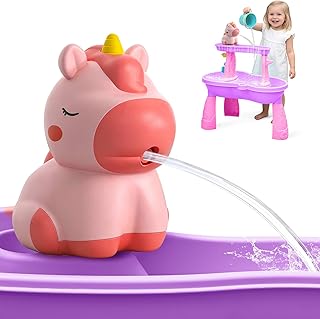 weirtoya Water Table Pump for Toddlers, Unicorn Toys Battery Powered Pump for Water Table Cordless Work Splash Toys Kids Toddler Summer Outddor Toys