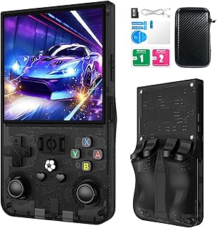 R36MAX Retro Handheld Games Console, Retro Game Console with 4.0 inch IPS HD Screen, Video Game Consoles with 64GB Memory, Portable Gaming Player for Travel, Gift for Teen or Partner, Blcak