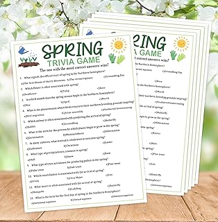 Spring Trivia Game - Spring Theme Ice Breaker Game Card - 25 Pcs Holiday Party Idea for Classroom Teacher -A03