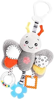 Soft Plush Animal Rattle Infant Bed Mobile with Texture Teether for Baby Calming and Sleep Soothing Auditory Development Infant Sensory Toy Calming Mobile