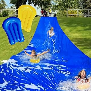 40 Ft Water Slide with 2 Inflatable Boards & Stakes, Heavy Duty Extra Long Lawn Water Slides for Kids Adults Backyard, Slip Water Slide for Summer Outdoor Water Fun (40 Ft x 7.2 Ft)