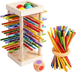 Wooden Sticks Game - Colorful Wooden Sticks Dice Game, Math Educational Toys, Montesori Educational Board Games | Family Travel Toy for Boys Girls Preschoolers Car Travel Classroom Birthday