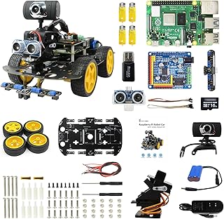 Smart Robot Car Kit for Raspberry Pi 5/4B AI Vision HD Camera, 6-Way IR & Ultrasonic Sensors -Python Programming Open Source DIY Robotics Kit, Ideal for STEM & Coding Education (RPI4B 4GB)
