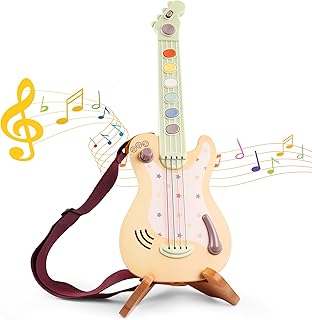 FReniland Electric Guitar Toy for Kids – Rock Style Musical Guitar with Real Strings, Pressable Buttons & Sound Effects, Musical Instrument for Toddlers Boys Girls Ages 3–6