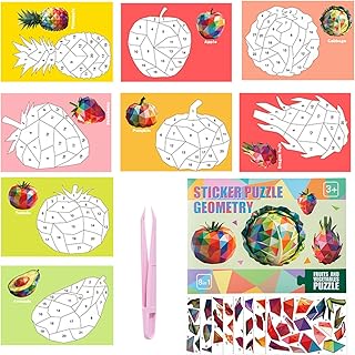 Books with Stickers, 3D DIY Collage Craft Kit – Stickers By Numbers for Children, for Travel School Home Educational Boys Girls Airplane Car Christmas