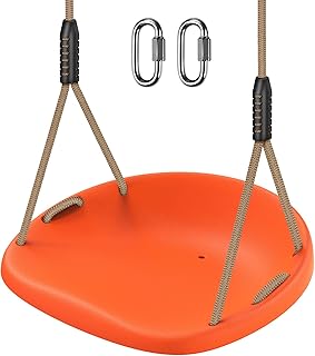 SELEWARE Heavy Duty Swing Seat for Adults Kids Tree Swing with Weather Proof Ropes Swing Set Accessories for Backyard Patio Garden Playground, Height Adjustable Orange