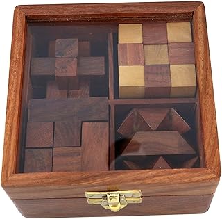 Wooden Brain Teaser Puzzles for Adults, Challenging Puzzle Toys for Fun and Educational Mind Games Puzzle Best Gift (Set of 4)