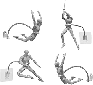 Action Figure Flight Stands Wall Mounted, Flying Action Figure Hidden Stand with Adjustable Serpentine Arm for 6 inch Marvel Legends and HG RG SD SHF Gundam 1/144 Toy (4 Pack Silver)