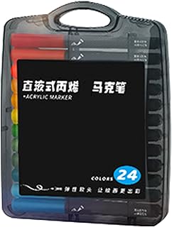 Canvas Acrylic Markers | 24 Color Paint Pens, Fade Proof Artistic Set, Versatile Craft Supplies | Smooth Flow Design, Durable Pigment Output | Drawing Coloring Hobbies Creative Projects Paper Fa