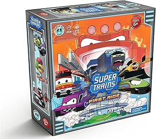 Super Trains: First Ride Super Hero Train Game – Kids & Family Board Game, Ages 5–10, Dice Rolling Strategy, 2–5 Players