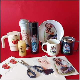 Inkjet transfer paper, water slide paper,water-slip paper, water transfer paper, DIY, A4, pattern transfer, suitable for ceramics, metal, plastic, nail stickers, glass, etc (White)