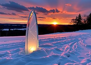 Jigsaw Puzzles for Adults 1000 Pieces, Snowy Scene at Sunset and The Glowing Slass Skis 1000 Piece Puzzle, Impossible Challenging Jigsaw Puzzles, 19.5 x 27.5 Inch