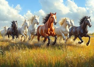 1000 Piece Puzzles for Adults, Jigsaw Puzzles for Adults - Galloping Horse Running on Vast Prairie, Majestic Animal Wildlife Art, Challenging Adult Jigsaw Puzzle - 27.5x19.7 Inches