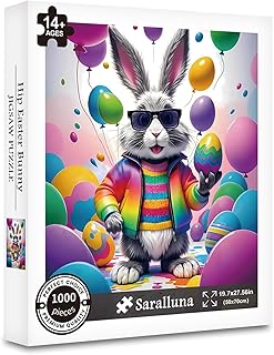 Puzzle for Adults 1000 Pieces,Hip Easter Bunny JigsawPuzzle, Challening Impossible Difficult Hard Fun 1000 Pieces Jigsaw Puzzles for Adults