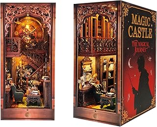 OZJAY Book Nook Kit, 3D Wooden Puzzle for Adults, DIY Miniature House Kit for Bookshelf, Craft Kits for Family Friends Birthday Christmas, Magic Castle Bookstore