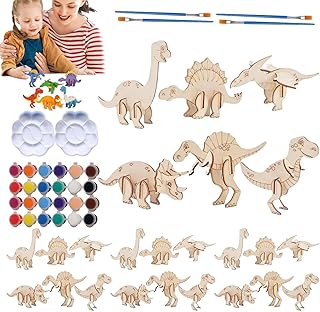 Dinosaur Arts And Crafts | 3D Jigsaw Crafts Puzzles | Wood Building Kits - for Birthday Classroom Party Homeschool Preschool Holiday Playroom