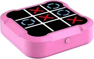 Board Games 4 in 1 Handheld Educational Game Machine for Memory Growth Portable Tic Tac Toe Game for Travel Home School Chess Sets(Pink)