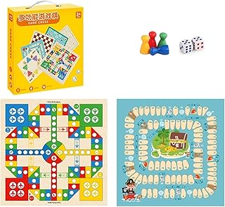 Board Games 2-in-1 Board Game Set Double-Sided Chessboard Develops Logical Thinking for Family Party Games Durable Wood ABS Storage Box Chess Sets(Color D)