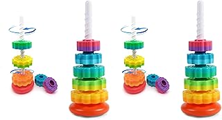 Spinning Stacking Toys, Educational Toddler Toy Stacking Rings Baby Toys, Montessori Toy for Girls and Boys, Spin Gears Christmas Birthday Gift for 1-3 Year Old (Pack of 2)