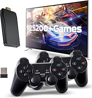 Retro Game Console, Retro Gaming Console, Wireless Retro Game Console, Plug & Play Video TV with 25200+ Built-in Games, 4K HDMI Output, and 2.4GHz Wireless Controller, 9 Classic Emulators (Black)