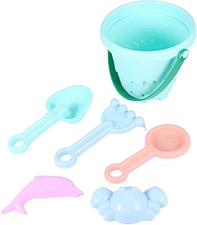 Colorful Plastic Beach Bucket Set for Boys, Includes Castle Sand Buckets Shovel and Rake, Lightweight Sand Play Tools for Outdoor Beach and Sandbox Fun Random Color