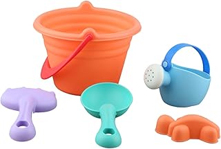 Beach PVC Soft Sand Dredging Set, 5pcs Portable Plastic Seaside Playthings for Boy Girl Outdoor Sandbox Fun Random Color