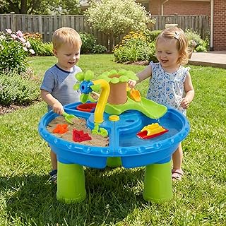 Water Sand Table Outside Toys for Toddlers, 3-in-1 Summer Outdoor Beach Backyard Toys Water Table for Kids, Activity Sensory Tables Birthday Gifts for Boys Girls