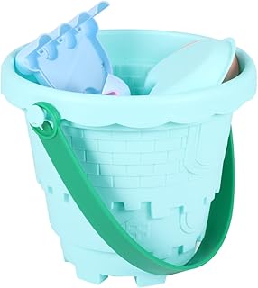 Beach Bucket Set, Colorful Plastic Sand Castle Pail for Boys, Random Style Castle Design, Outdoor Sandbox and Beach Play Accessories Random Color