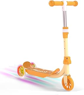 3 Wheel Scooter for Kids Ages 3-6, LED Light-Up Kids Kick Scooter–Adjustable Height, Durable Metal Construction, Anti-Slip Deck, Rubber Handles for Outdoor Activities,Child Safety Certified