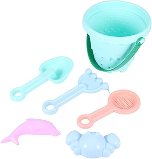 UPKOCH Colorful Plastic Beach Bucket Set, Sandcastle Pail with Shovel and Molds, Beach for Boys, Outdoor Sandbox Play Random Color
