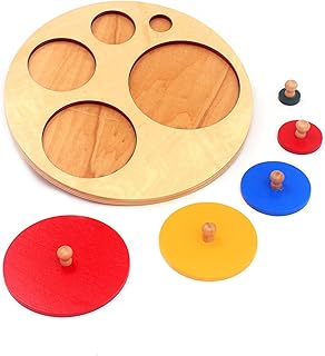 Montessori Wooden Knob Geometric Shape Puzzle Early Education Material Sensorial Toy for Toddler Shape & Color Sorter,A