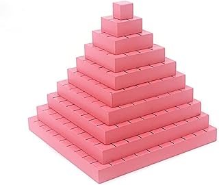 Montessori Wooden Pink Square Tower for Children Aged 3-6 Early Education and Intelligence Toys Children Learn Mathematics